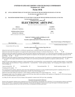 ELECTRONIC ARTS INC. (Exact Name of Registrant As Specified in Its Charter)