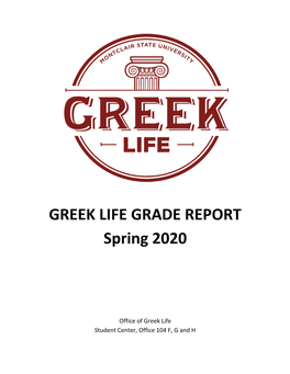 GREEK LIFE GRADE REPORT Spring 2020