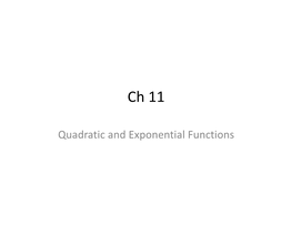 Quadratic and Exponential Functions Quick Review Graphing Equations:  Y = ½ X – 3