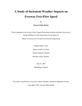 Visibility) on Traffic Stream Free-Flow Speeds Along Freeway Sections