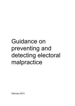 Guidance on Preventing and Detecting Electoral Malpractice