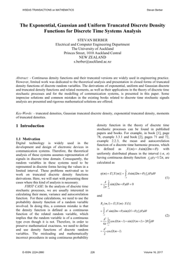The Exponential, Gaussian and Uniform Truncated Discrete Density Functions for Discrete Time Systems Analysis