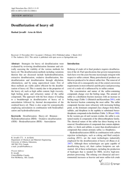 Desulfurization of Heavy Oil