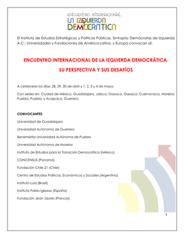 Encuentro Internacional De La Izquierda Democrática