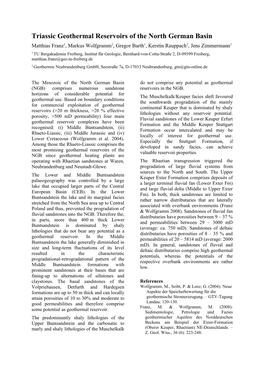 Triassic Geothermal Reservoirs of the North German Basin