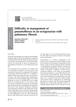 Difficulty in Management of Pneumothorax in an Octogenarian with Pulmonary Fibrosis