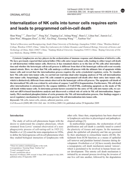 Internalization of NK Cells Into Tumor Cells Requires Ezrin and Leads to Programmed Cell-In-Cell Death