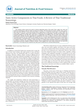 Taste Active Components in Thai Foods