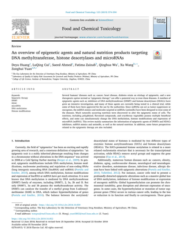 An Overview of Epigenetic Agents and Natural Nutrition Products Targeting