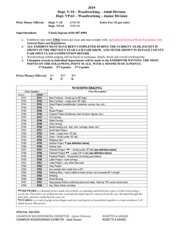 Woodworking – Adult Division Dept