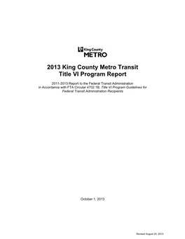 2013 King County Metro Transit Title VI Program Report