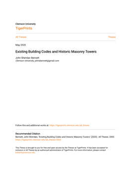 Existing Building Codes and Historic Masonry Towers