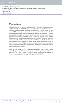 The Inquisition: a Global History, 1478-1834 Francisco Bethencourt Frontmatter More Information