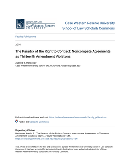 Noncompete Agreements As Thirteenth Amendment Violations