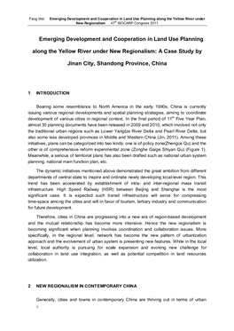 Emerging Development and Cooperation in Land Use Planning Along the Yellow River Under New Regionalism 47Th ISOCARP Congress 2011