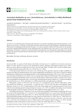 Auriculariaceae, Auriculariales) a Widely Distributed Species from Southeastern Asia