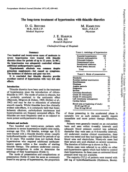 The Long-Term Treatment of Hypertension with Thiazide Diuretics D