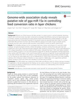 Genome-Wide Association Study Reveals Putative Role of Gga-Mir