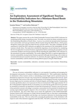 An Exploratory Assessment of Significant Tourism Sustainability