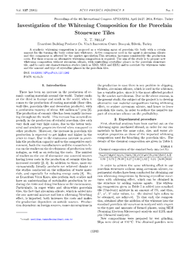 Investigation of the Whitening Composition for the Porcelain Stoneware Tiles N