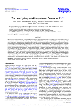 The Dwarf Galaxy Satellite System of Centaurus A?,?? Oliver Müller1, Marina Rejkuba2, Marcel S