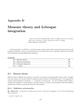 Measure Theory and Lebesgue Integration