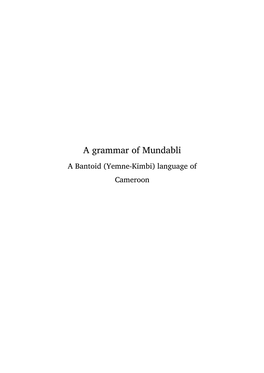 A Grammar of Mundabli