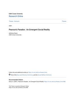 Pearson's Paradox : an Emergent Social Reality