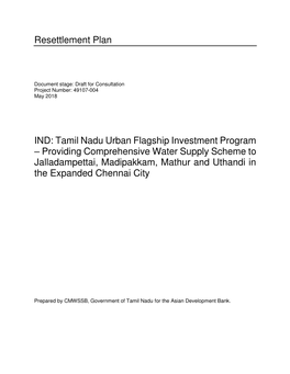 Providing Comprehensive Water Supply Scheme to Jalladampettai, Madipakkam, Mathur and Uthandi in the Expanded Chennai City