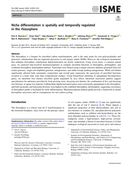 Niche Differentiation Is Spatially and Temporally Regulated in the Rhizosphere