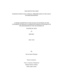 Feminine Power and Catholic Appropriation in the Early Spanish Philippines