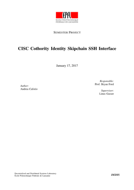 CISC Cothority Identity Skipchain SSH Interface