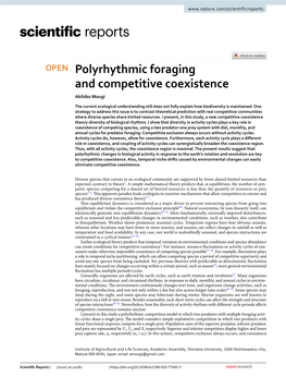 Polyrhythmic Foraging and Competitive Coexistence Akihiko Mougi