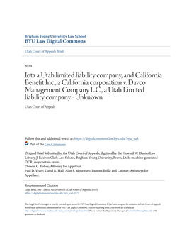 Iota a Utah Limited Liability Company, and California Benefit Inc., A