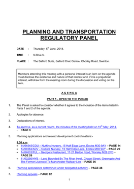 Planning and Transportation Regulatory Panel