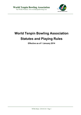 World Tenpin Bowling Association Statutes and Playing Rules