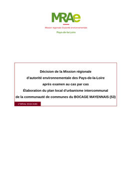 Décision De La Mission Régionale D'autorité Environnementale Des