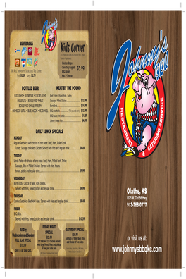 Johnny's BBQ Regular Menu 2021.Indd