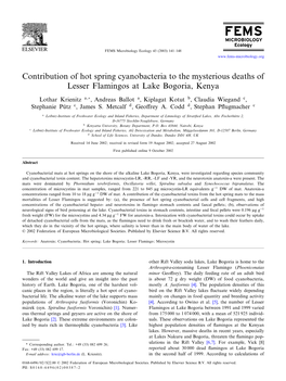 Contribution of Hot Spring Cyanobacteria to the Mysterious Deaths of Lesser Flamingos at Lake Bogoria, Kenya