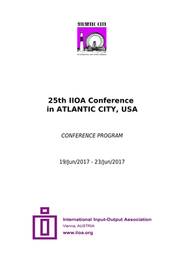 25Th IIOA Conference in ATLANTIC CITY, USA