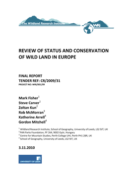 Review of Status and Conservation of Wild Land in Europe