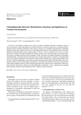 Minireview Chemolithotrohic Bacteria