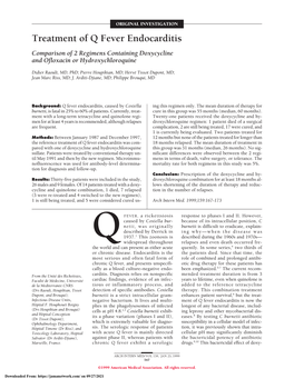 Treatment of Q Fever Endocarditis: Comparison of 2 Regimens