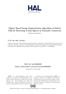 Object Based Image Segmentation Algorithm of SAGA GIS for Detecting Urban Spaces in Yaoundé, Cameroon Polina Lemenkova