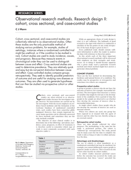 Cohort, Cross Sectional, and Case-Control Studies C J Mann