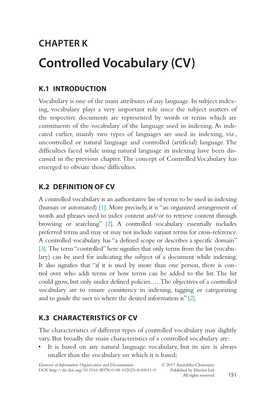 Chapter K. Controlled Vocabulary (CV)