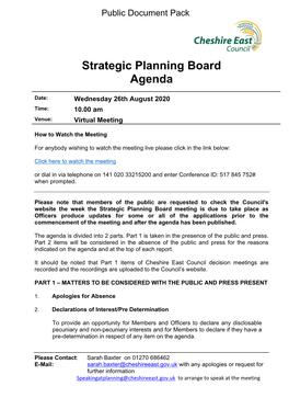 Agenda Document for Strategic Planning Board, 26/08/2020 10:00