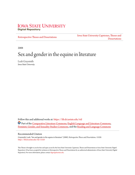 Sex and Gender in the Equine in Literature Leah Graysmith Iowa State University