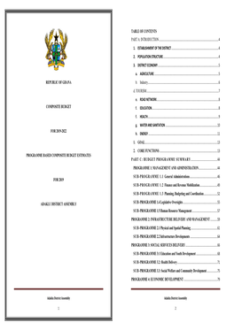 ADAKLU DISTRICT ASSEMBLY SUB -PROGRAMME 1.4 Legislative Oversights