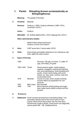 Shimpling (Known Ecclesiastically As Shimplingthorne)